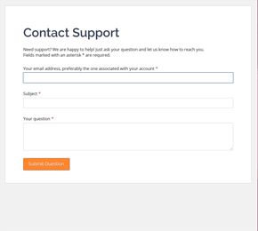 The Support Question form template