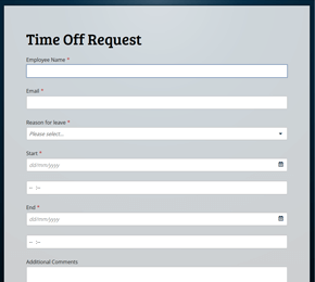 The Time Off Request form template