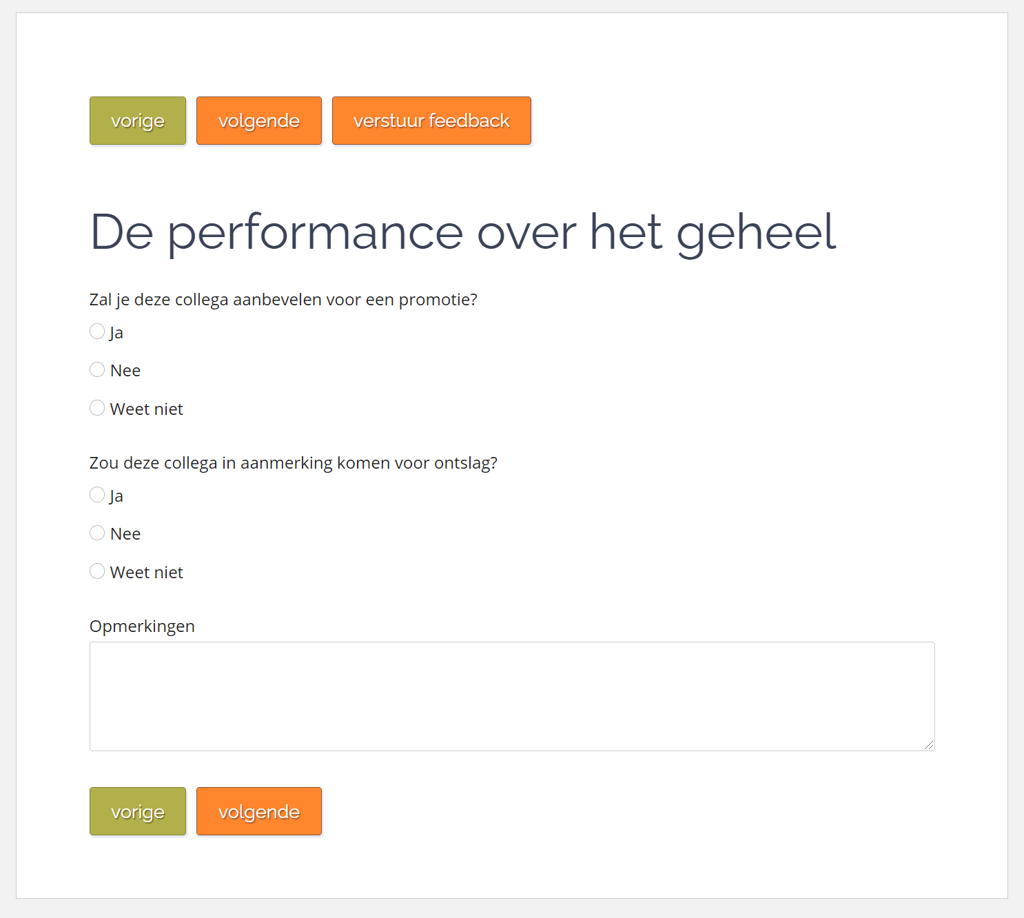 Een formulier met een actiebalk