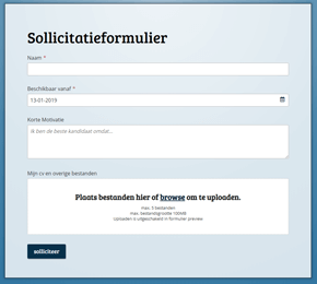 template voor een sollicitatieformulier