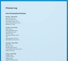 The Fitness Log form template