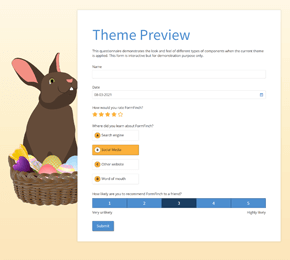 Easter Bunny with a basket full of Easter eggs form theme