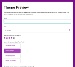The Material Design Amethyst Purle Java Green form theme